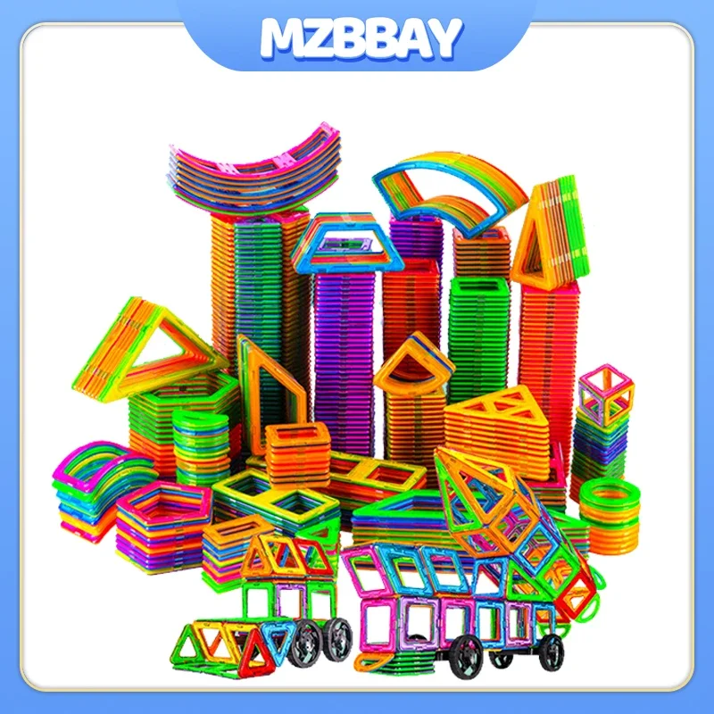 Kids Big Size Magnetic Building Blocks 20-100Pcs DIY Magnets Toys Montessori Boys Construction Set Educational Toy Children Gift