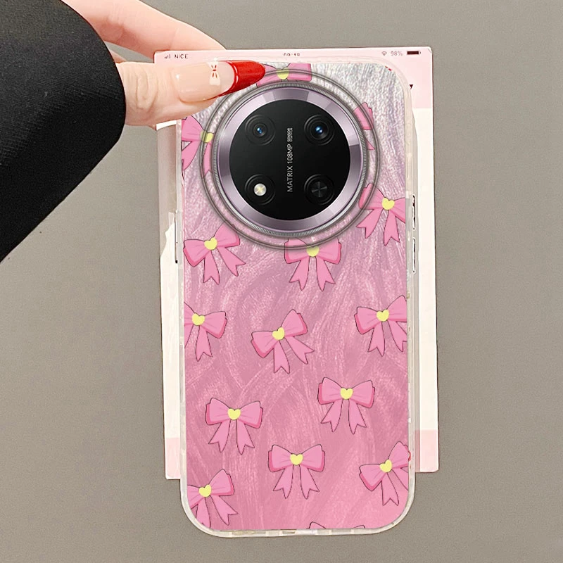 Luxury Laser Silver Bow Knot Shockproof Bumper Case with Gradient Butterfly Design