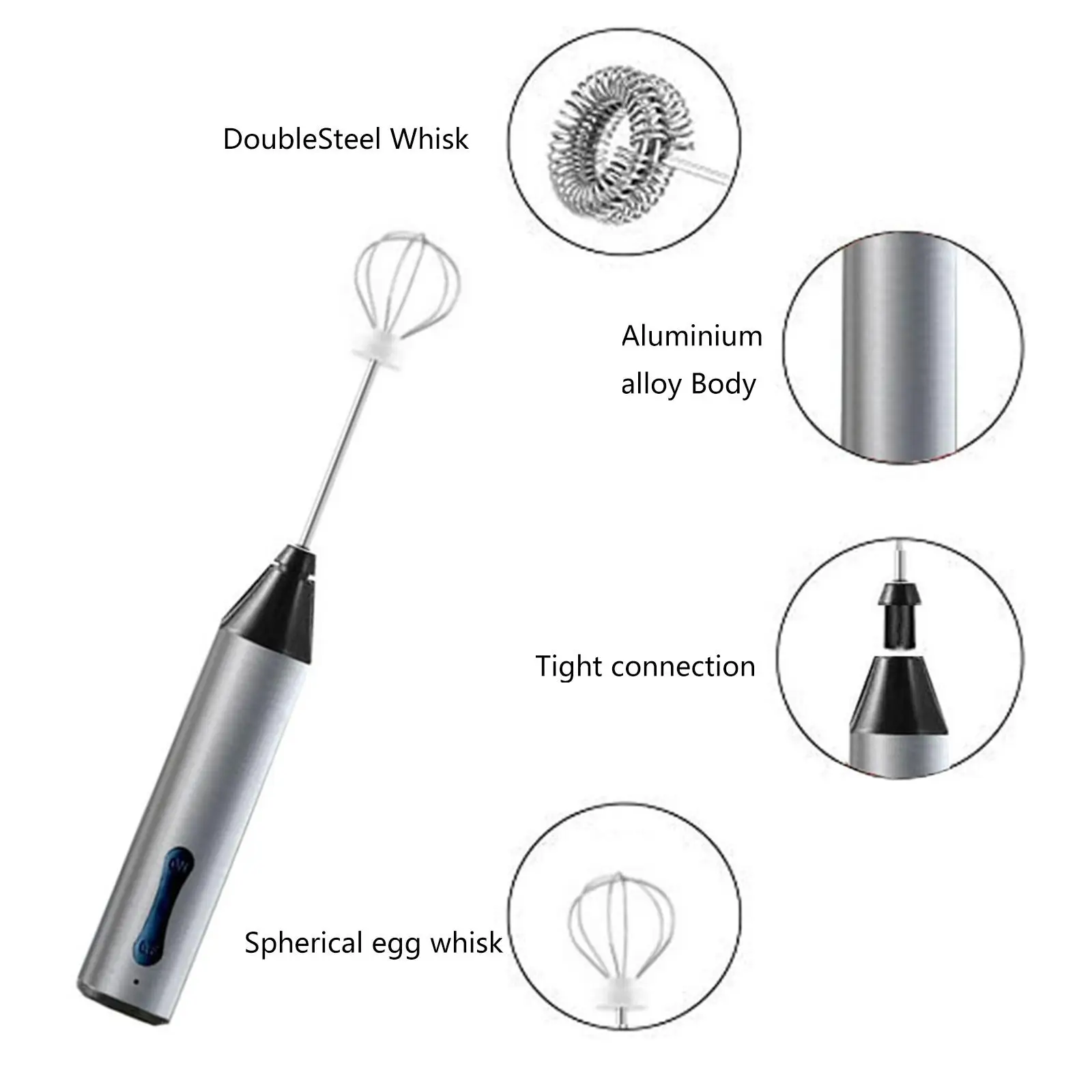 Milk Frother Egg Beater Type C Rechargeable Whisk mixer Blender for Latte 4