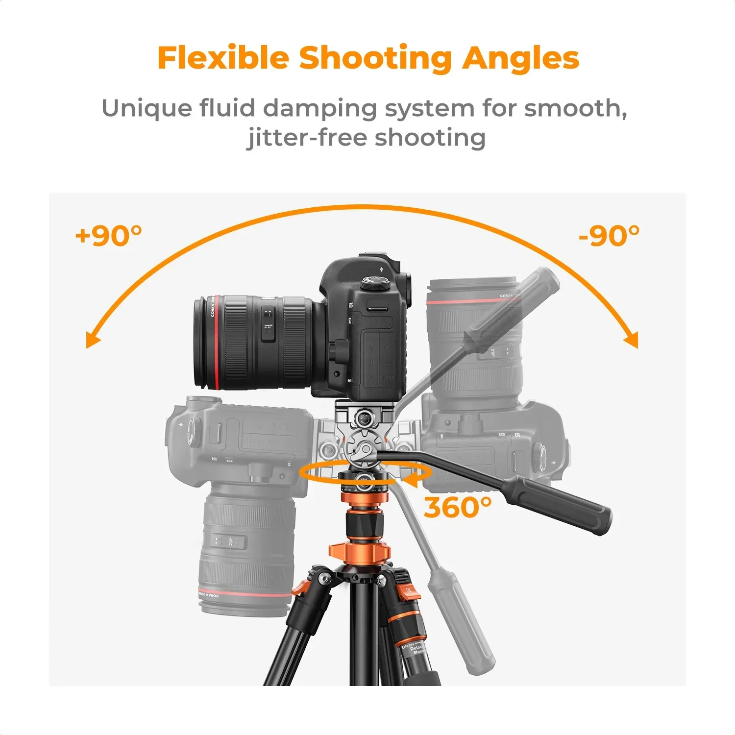 K & F Concept 83 ", 2.1m Camera Tripod Compact Aluminum Alloy Portable Monopod Hydraulic Head for DSLR Video Shooting