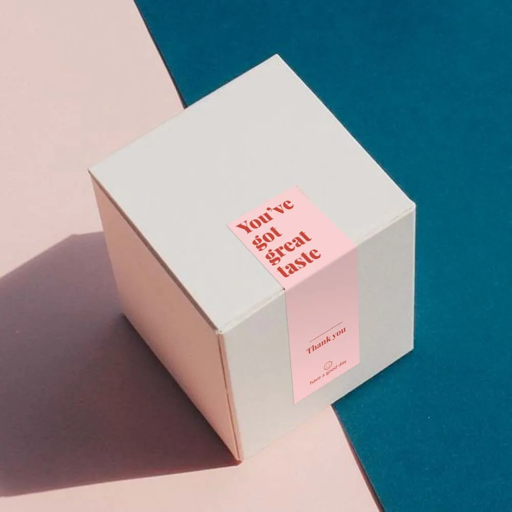 

100Pcs Rectangle Thank You Sticker Birthday Wedding Gift Box Seal Sticker Holiday Invitation Label Sticker Baking Cake Box Decor