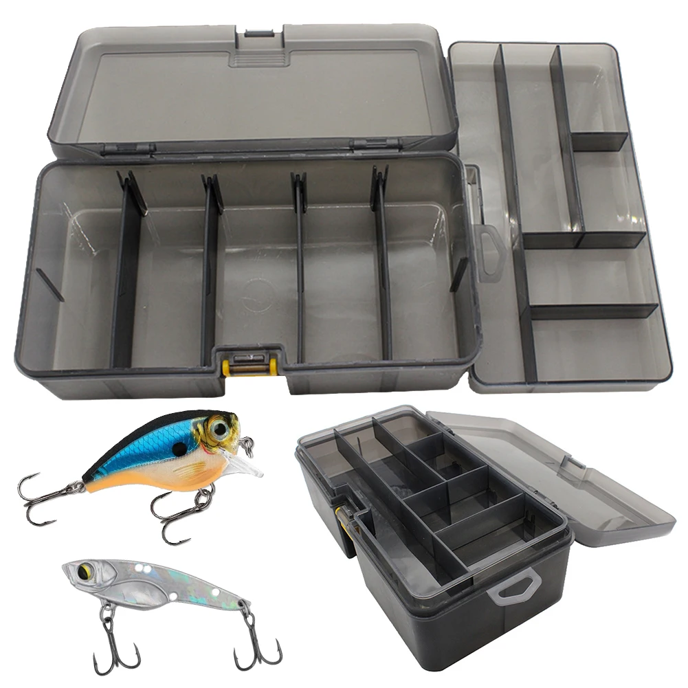 Double Layer Bait Lure Hook Accessories Box Waterproof Plastic Lures Hook Minnow Bait Storage Case Multifunctional Fishing Tool