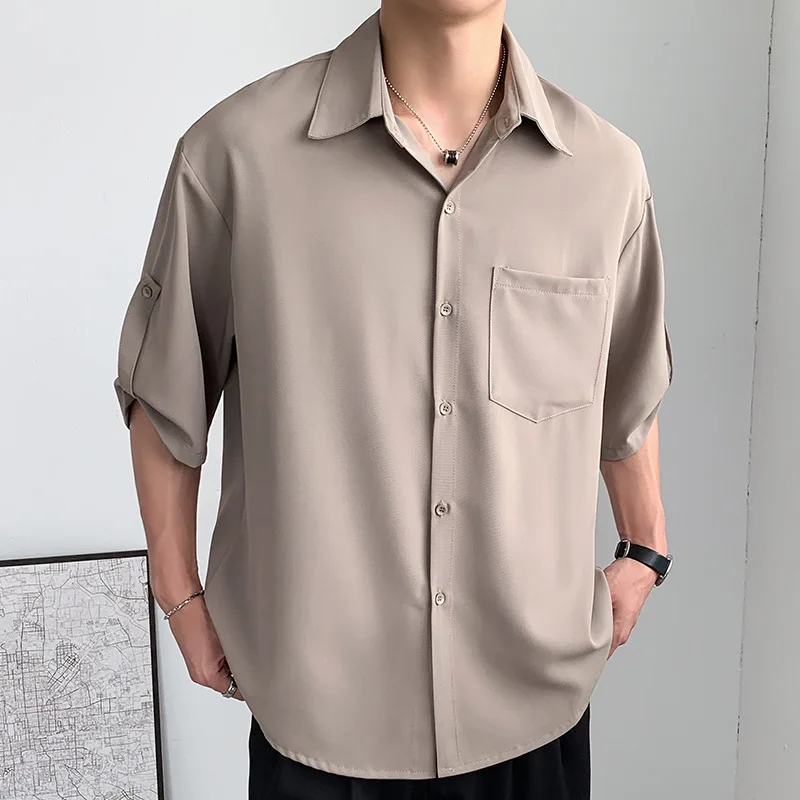 

Shirt Men's Short-sleeved Men's Seven-point Sleeve Shirt Summer Ice Silk Polo Shirt