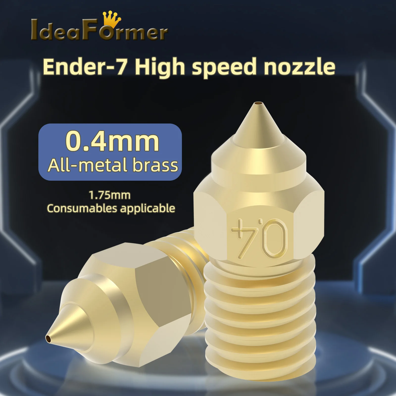 Ender 7 Nozzle 0.4mm High Speed Nozzle 1.75mm Filament M6 3D Printer Nozzle for Ender 3 CR10 Ender 5 3D Printer Accessories