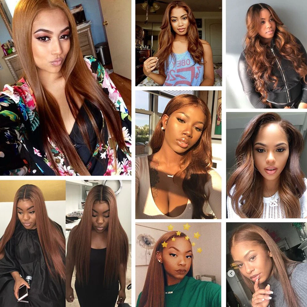 #4 Straight Human Hair Weave Bundles 1/3/4 Pieces Light Brown Human Hair Extensions 8-32 Inch Brazilian Remy human hair extensions human hair bundles human hair bulk