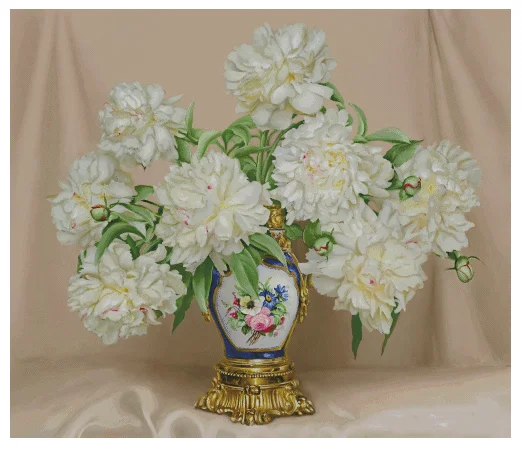 

Peonies in Vase Flower Bouquet Sewing 18CT 14CT Unprinted Cross Stitch Kits Embroidery Art DIY Handmade Needlework Home Decor