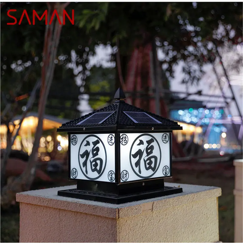 

SAMAN Solar Post Lamp LED Outdoor Creative Vintage Pillar Lights Waterproof IP65 for Home Villa Courtyard Porch Decor