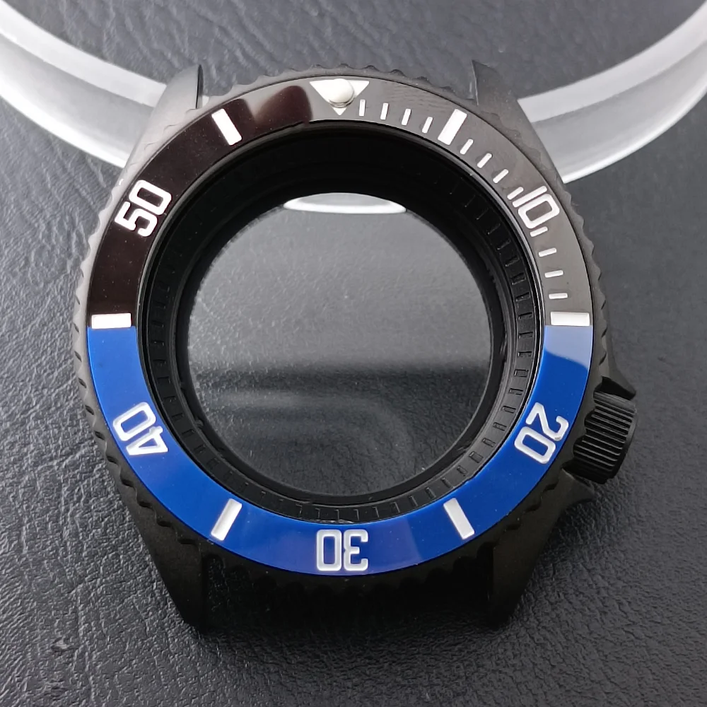 High-Quality 42mm Men's Steel Black Watch Case with Sapphire Glass and 22mm Band