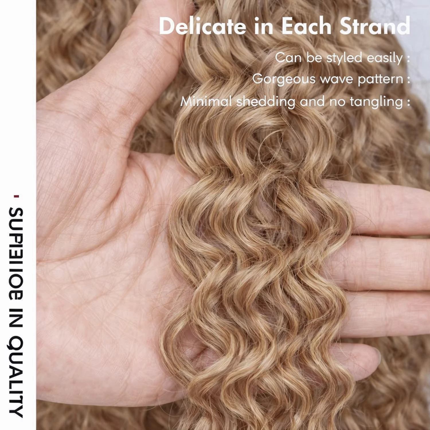 Extensions per capelli umani all'uncinetto 14A Honey Blonde, piccole spirali ricce e crespe, senza nodi, invisibili, pre-separate - immagine 2