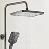 Ambient Lighting Piano Digital Bathroom Shower Set 12 Inch Rain Shower Head Brass Bathroom Faucet Hot Cold Digital Shower System 5