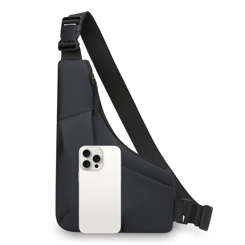 Men's crossbody bag, side backpack, multifunctional chest bag, suitable for outdoor sports and daily commuting, adjustable lengt