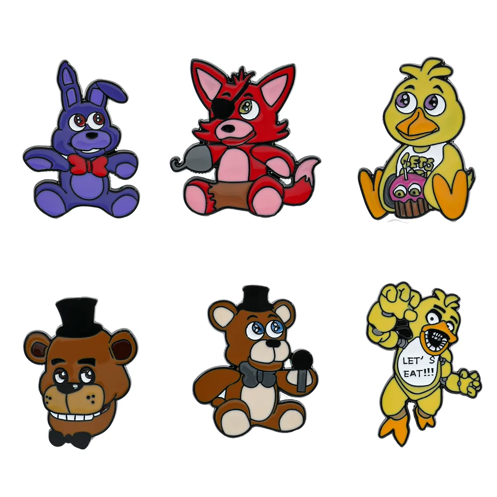 Cartoon Figure Freddy Bonnie Smalto Pin Five Nights At Freddy Metal Badge Spilla Giacca Jeans Spilla Accessori Gioielli Regalo