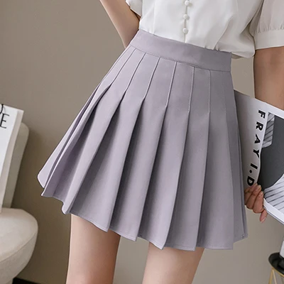 Shintime Women Sweet High Waist Pleated Skirt Girls Harajuku Mini Skirts Lady 2021 Summer Slim Short School Uniform Skirt Womens satin midi skirt Skirts