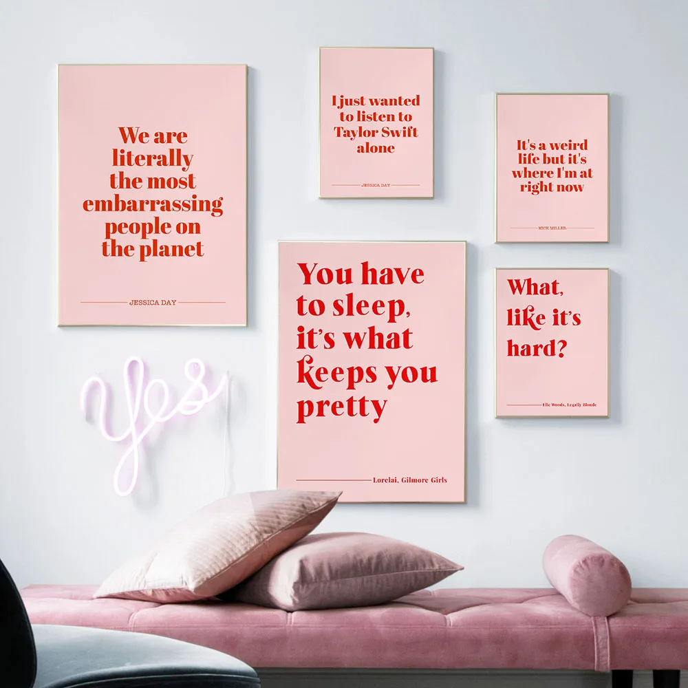 Legally Blonde New Girl Text Quote Posters You Have To Sleep Canvas  Painting Modern Wall Pictures Pink Girls Bedroom Home Decor - AliExpress, image size:1000x1000