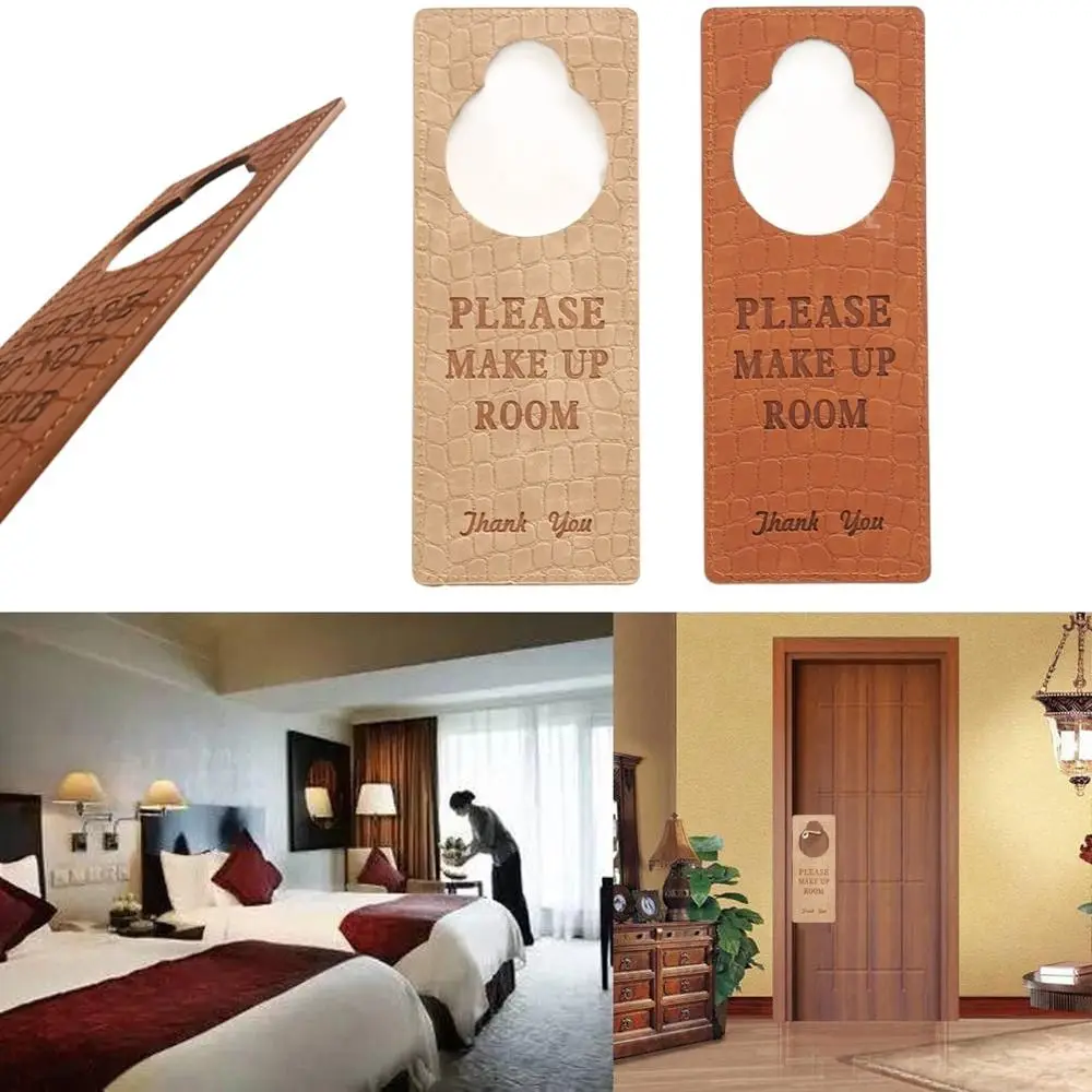 

PU Door Hanger Tags Double Sided Tips Tag Do Not Disturb Signs Make up Room Hotel Bulletin Board