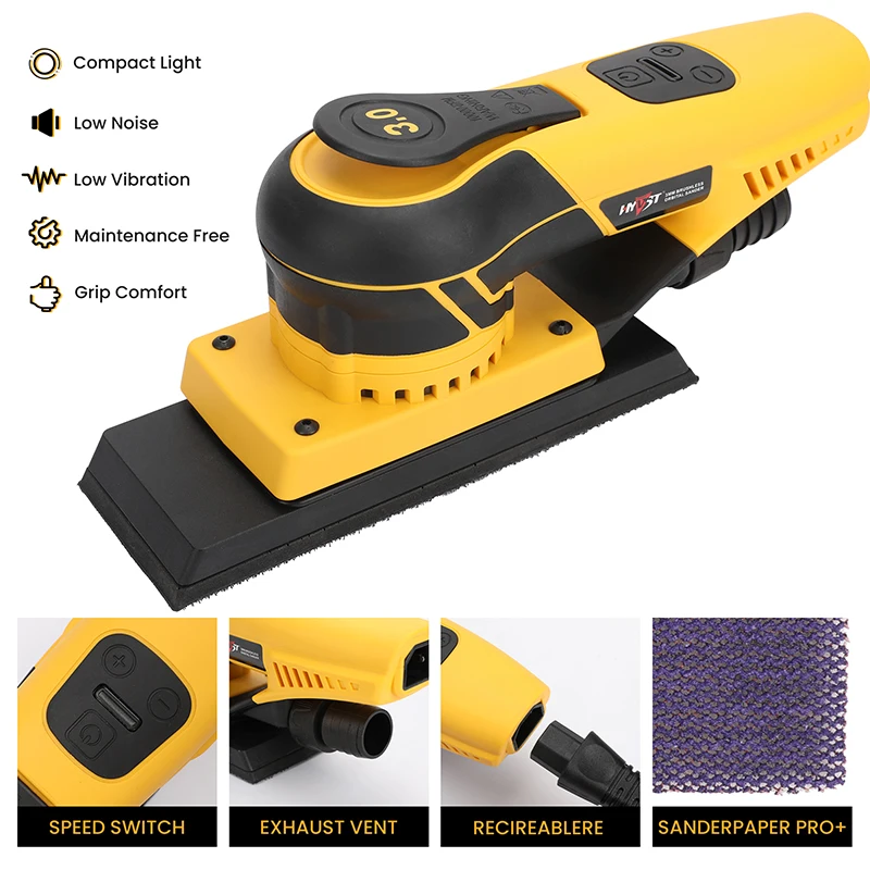 HYVST 350W 3A Electric Sheet Random Orbital Sander with Pluggable Wire, Central Vacuum, Sanders for Woodworking, Primary Wood 2