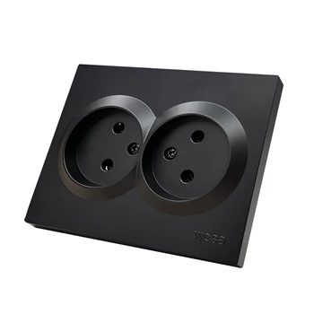 WESA สีดําปลั๊กไฟคู่ 16A ปลั๊กไฟฟ้ามาตรฐาน EU ปลั๊กผนังกราวด์มาตรฐานสีสเปรย์สารหน่วงไฟพลาสติก 1