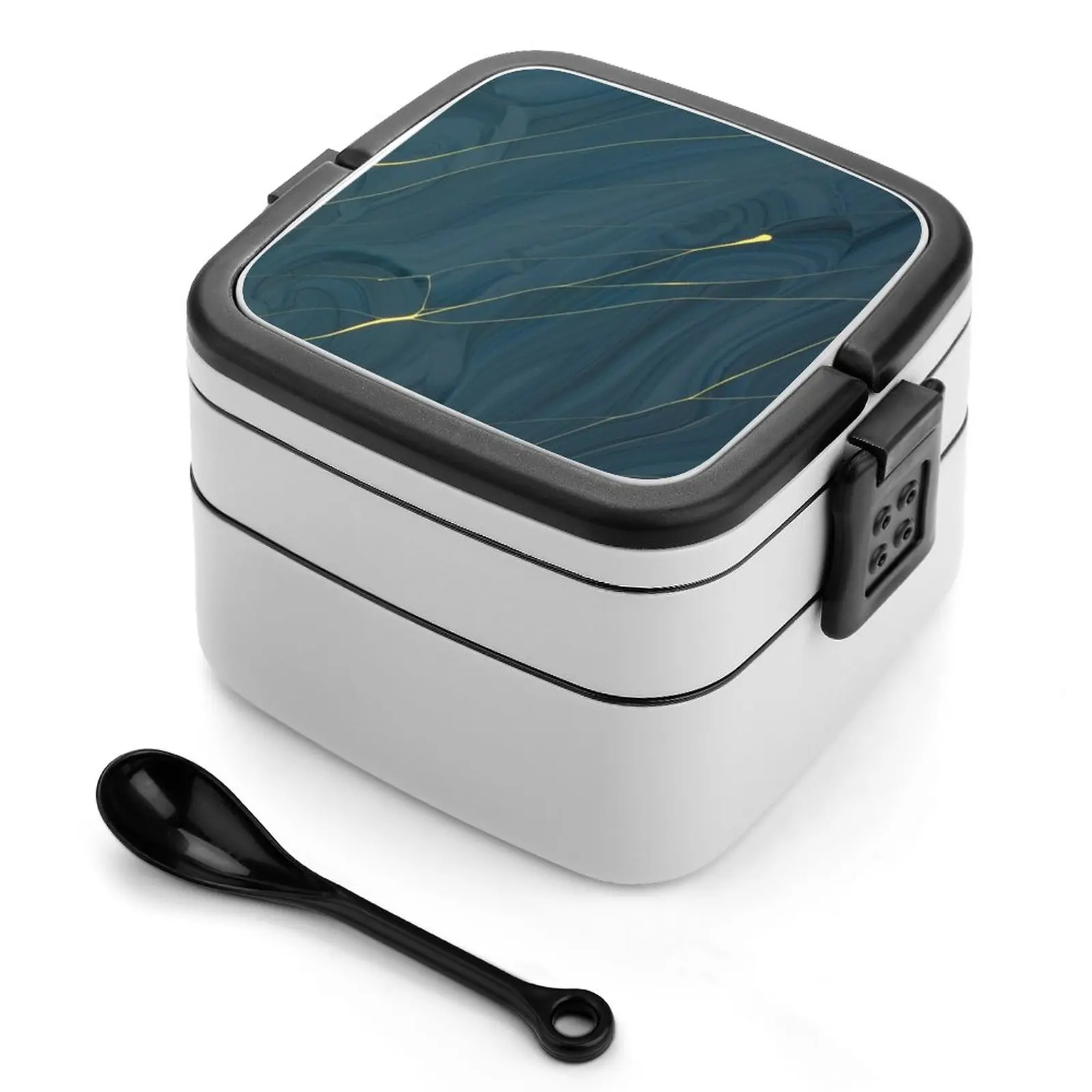 Midnight Blue & Gold Streaks-Custodie Per Iphone E Galaxy Bento Box Lunch Box Contenitore Termico Per Alimenti Scatola Sana A 2 Strati Midnight Blue