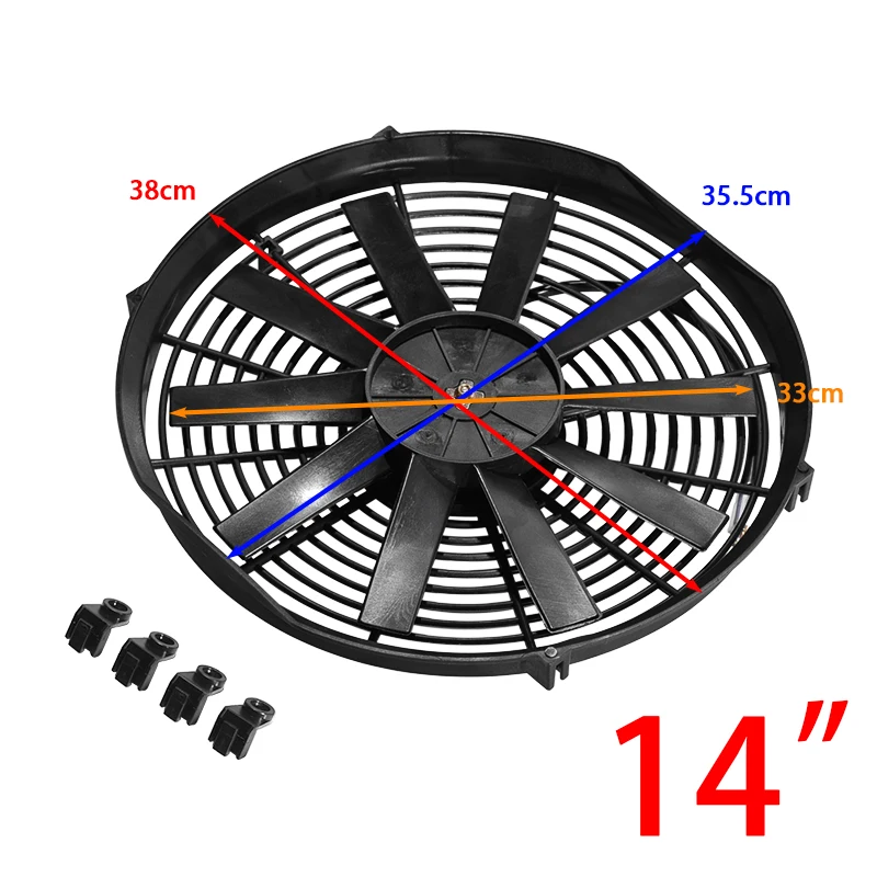 Universal 8/9/10/12/14 Inch 12v 80w 2100rpm Car Air Conditioning