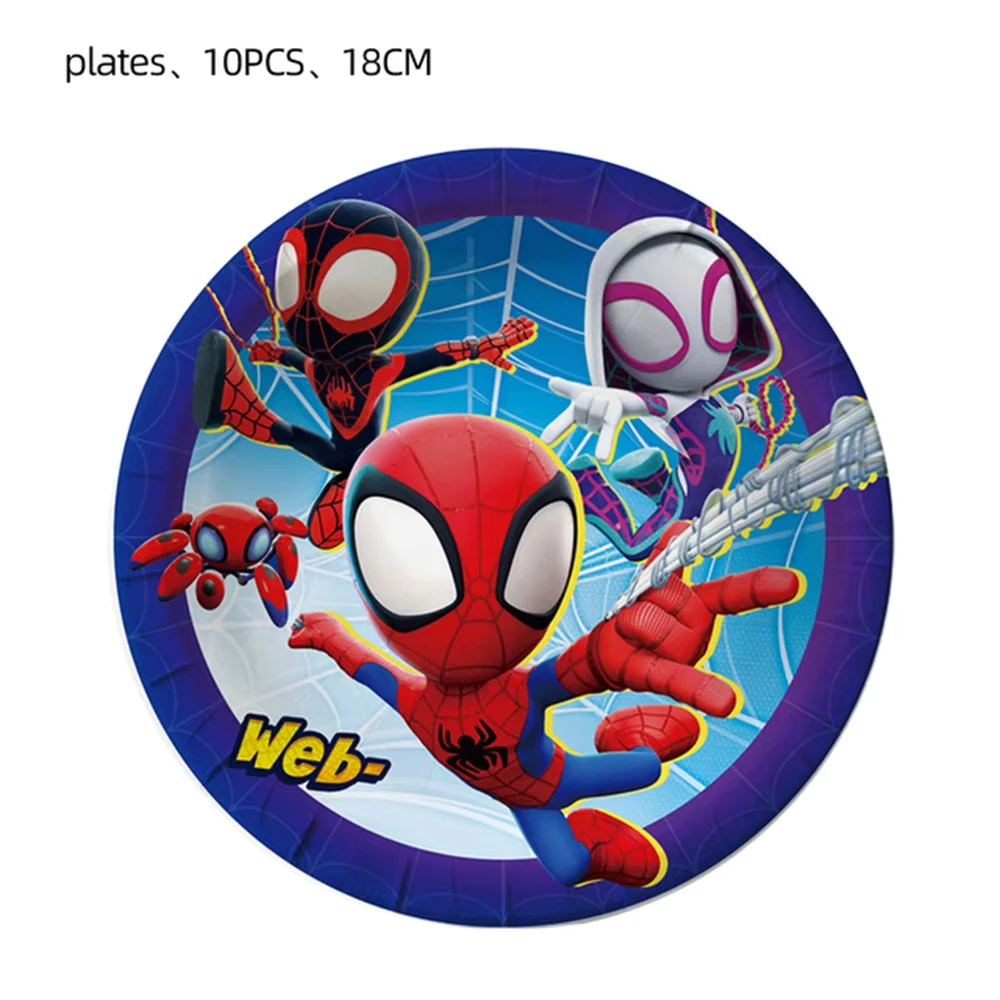 Cartoon Spider Birthday Party Supplies Disposable Tableware Cup Plate Tableclot… - Image 3