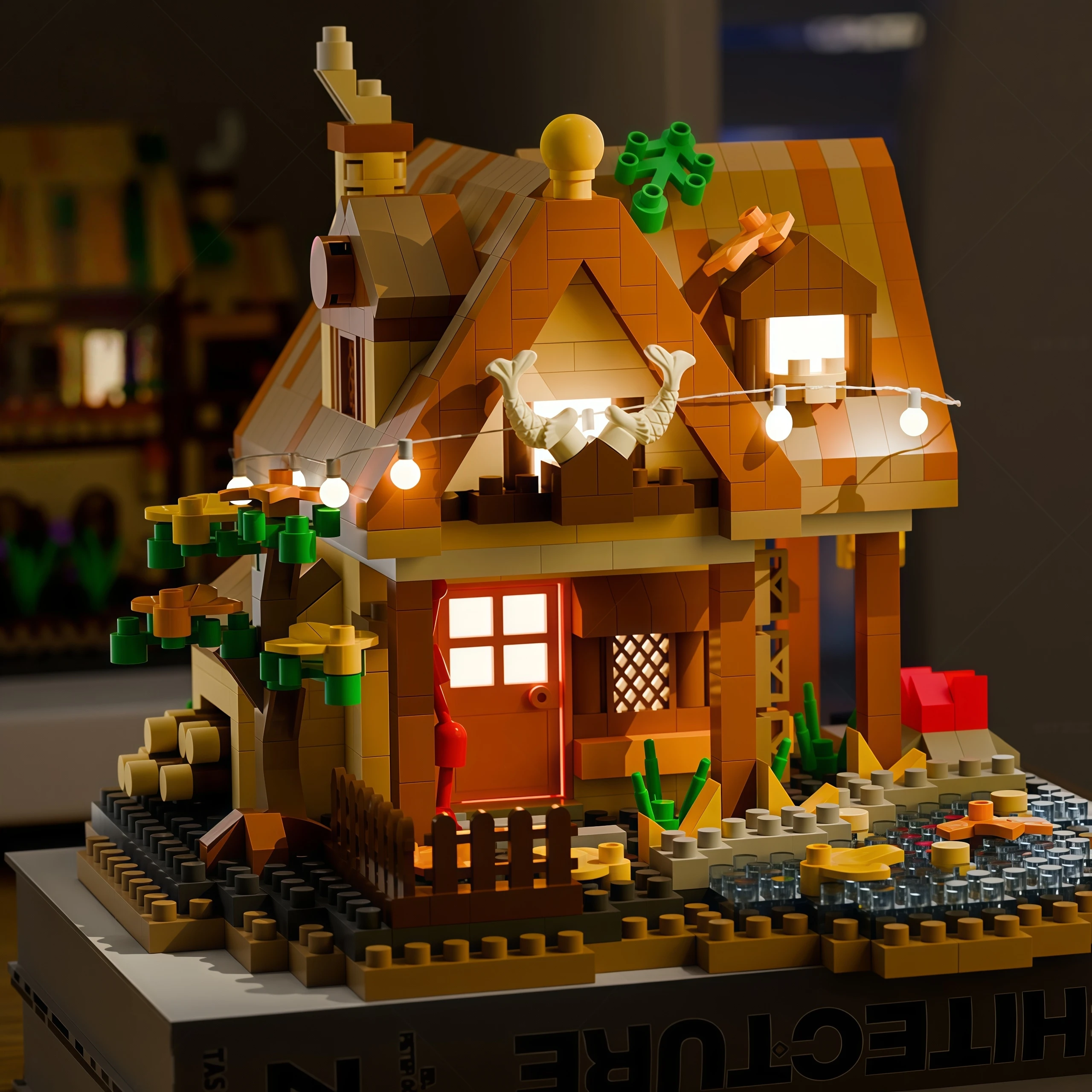  숲의 주요 나무집 건축 블록 장식품