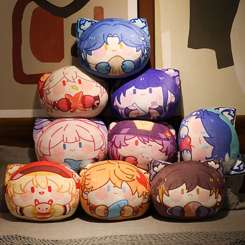 Bandai 10Cm Genshin Impact Anime Game Slime Pendant Plush Toys Pillow Cushion Plush Doll Kawaii Room Decor Gifts For Childrens genshin impact plush pendant keychain cosplay yoimiya hutao zhongli ganyu diluc klee keqing xiangling pendants keychains for gif