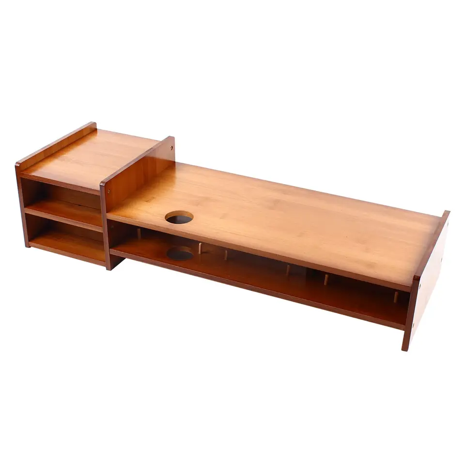 Bamboo Computer Monitor Stand with Storage Drawer