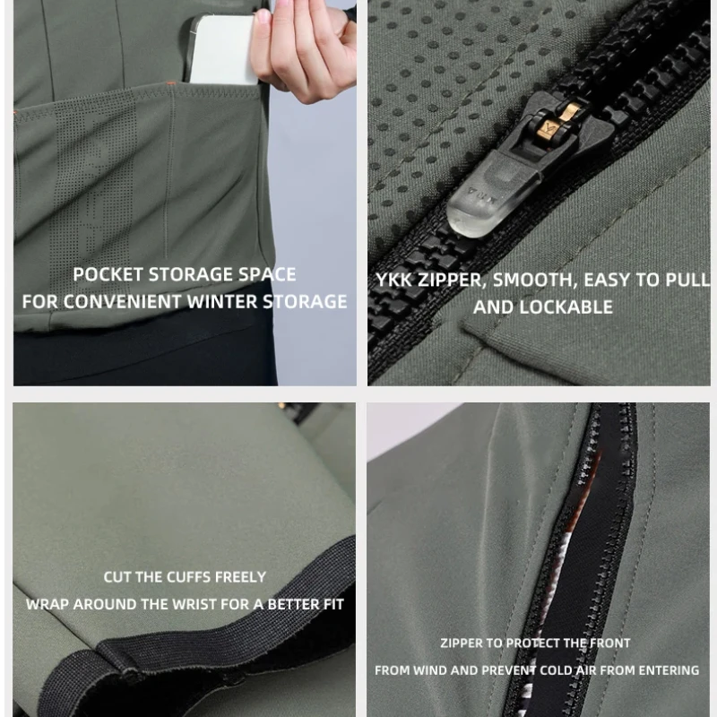 Lameda Men's Windproof Cycling Jacket Fleece Insulated Spring Autumn Riding Gear Breathable Long Sleeve Bicycle Jacket