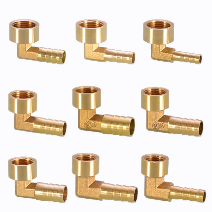 

90 Elbow Brass Female Thread Fitting 1/4" 3/8" 1/2" x Barb Hose Tail End Connector For Air Fuel Pipe Fitting Adapter