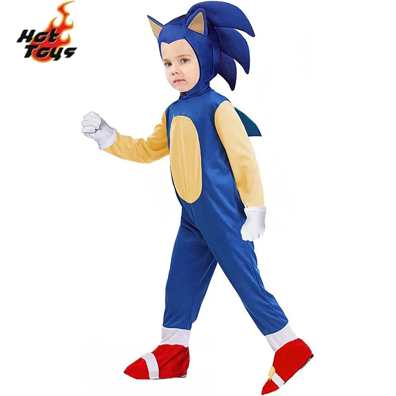Hot Toys Kid Anime Game Sonic Superhero Cosplay Costume Children's Hedgehog Zentai Halloween Party Performance Bodysuit