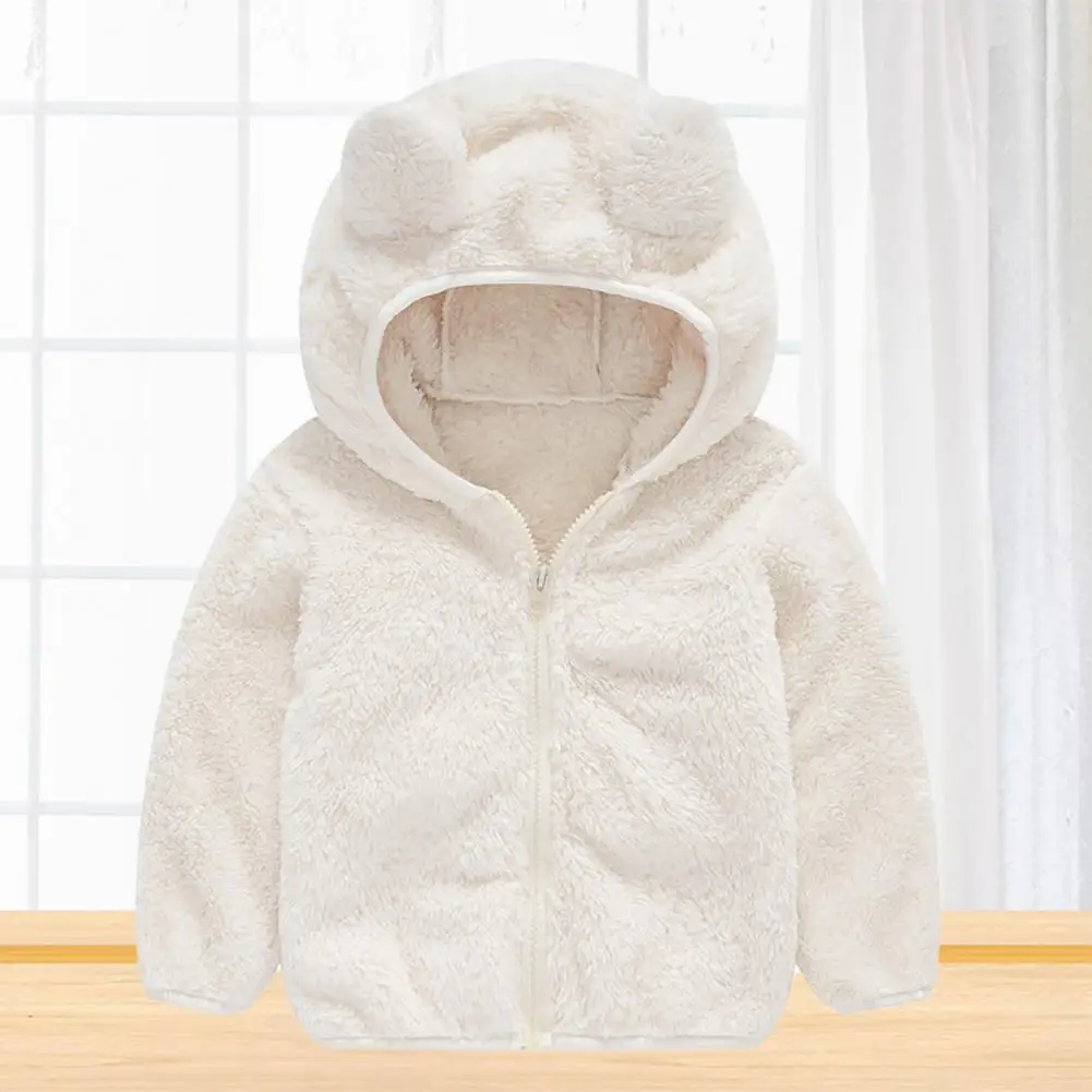 

Chic Winter Coat Autumn Winter Fluffy Jacket Long Sleeve Bear Ears Hooded Plush Hoodie Skin-friendly