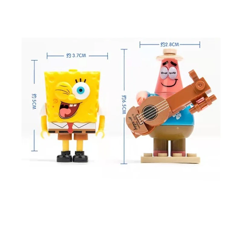 6-1pcs SpongeBob SquarePants Assemble Blocks Mini Twisted Egg Burger Doll Pie Star Crab Boss Children's Toy Birthday Gift