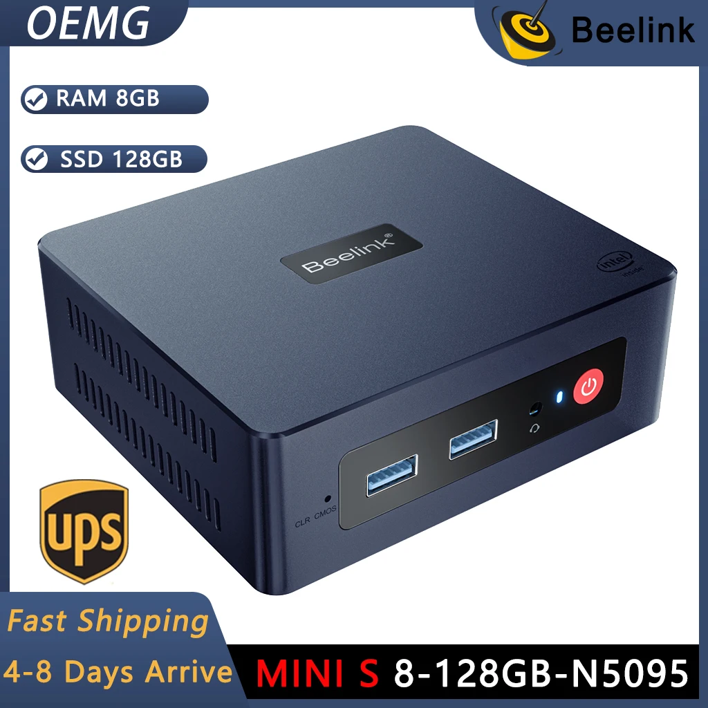 

Beelink Mini S N5095, 8GB RAM, 128GB SSD Mini PC 4K UHD Graphics, Dual HDMI, WiFi 5, BT 4.0 - Ideal for Home and Office