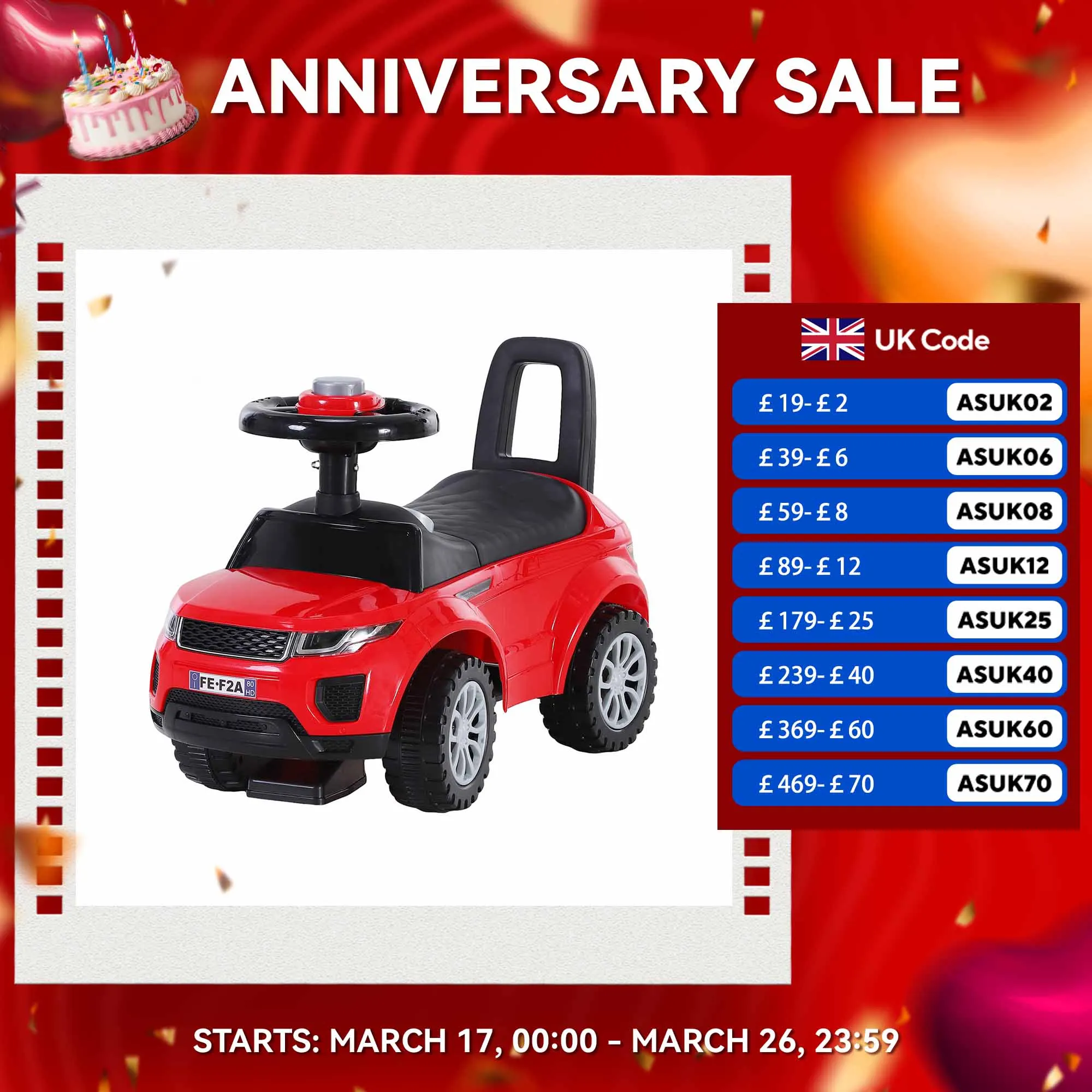 HOMCOM 3-in-1 Ride On Car Foot To Floor Slider Toddler w/ Horn Steering