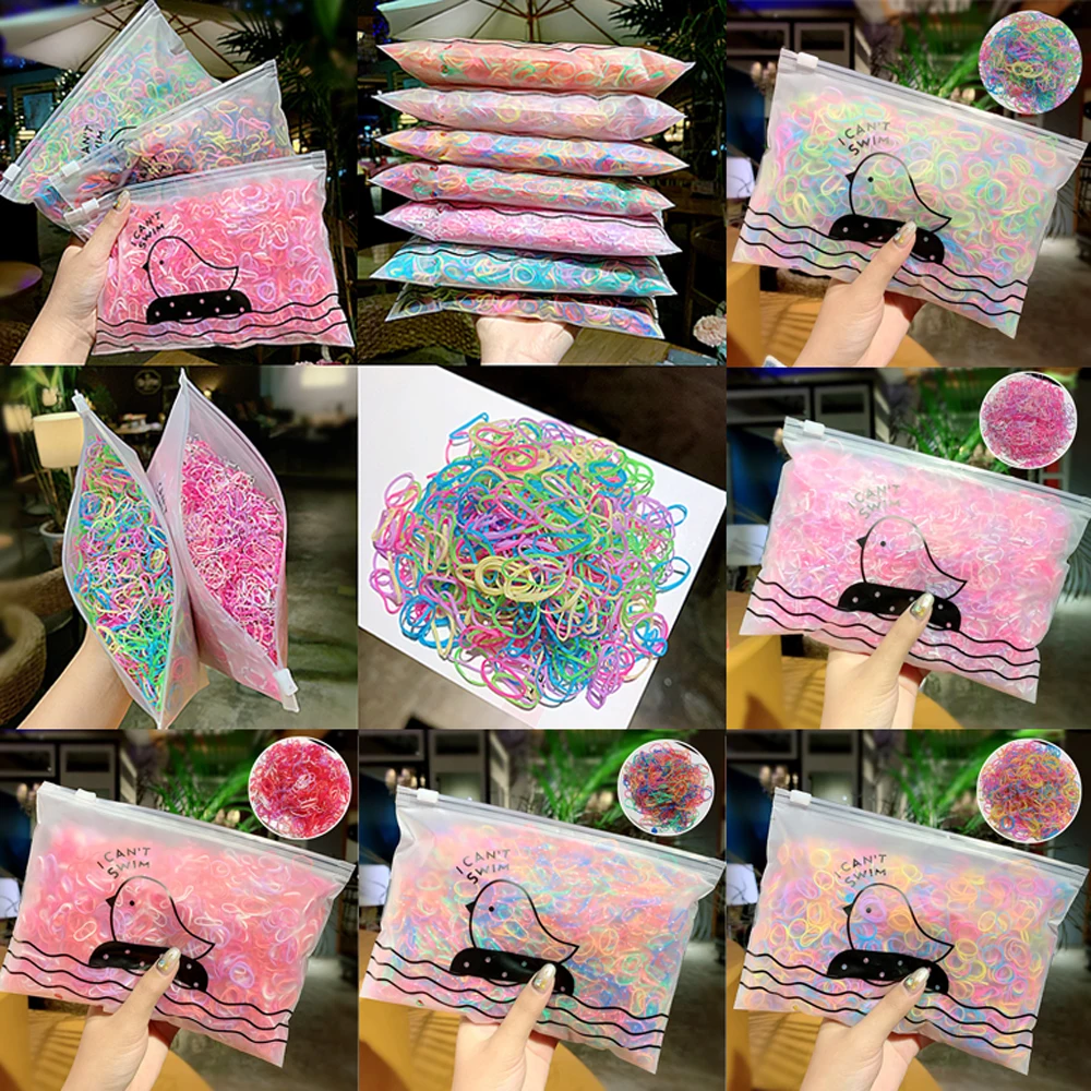 Girls Colorful Small Disposable Rubber Bands for Ponytail Holder Elastic Hair Bands Fashion Hair Accessories 1000pcs/Pack Hair Accessories