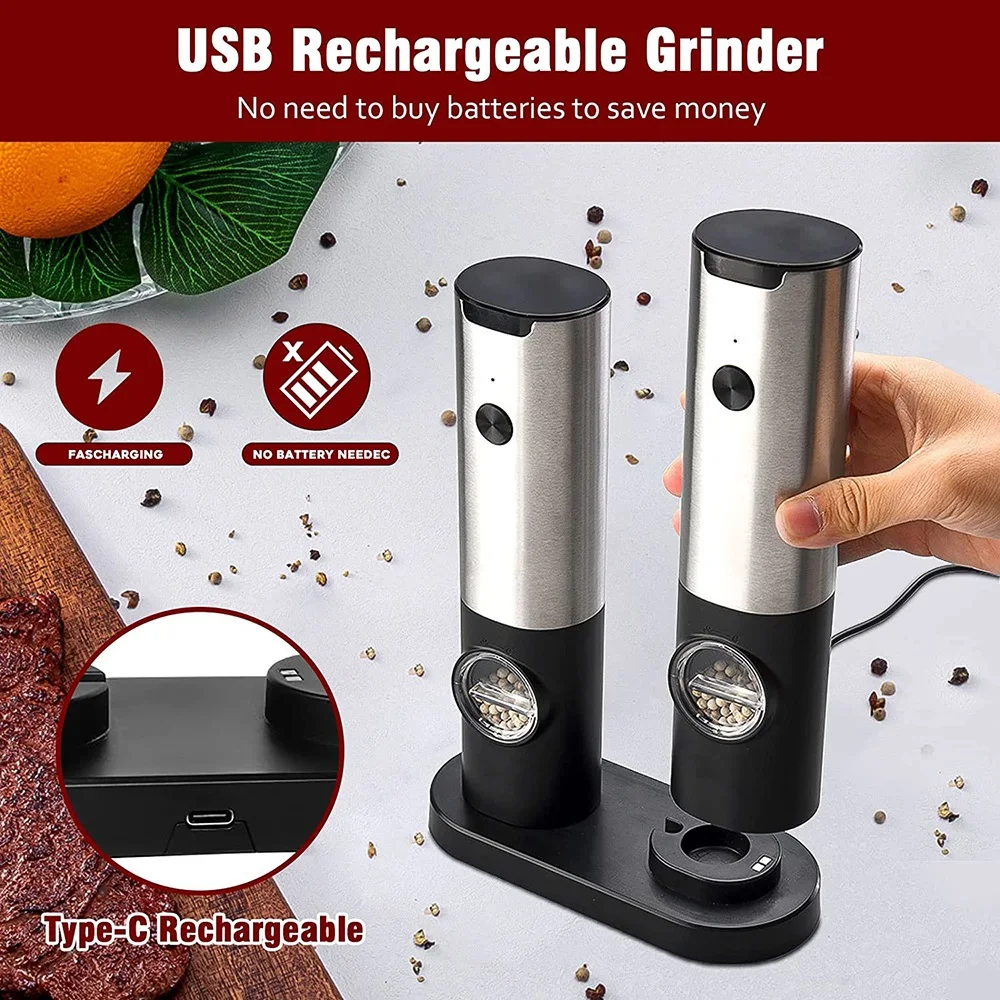 USB Rechargeable Electric Salt And Pepper Grinder Set Base