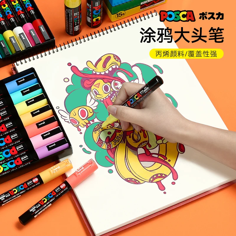 21/24 Colors Set Uni Posca Acrylic Paint Marker Pen, PC-1M 3M 5M Art  Drawing Pen for DIY Projects Customization illustration