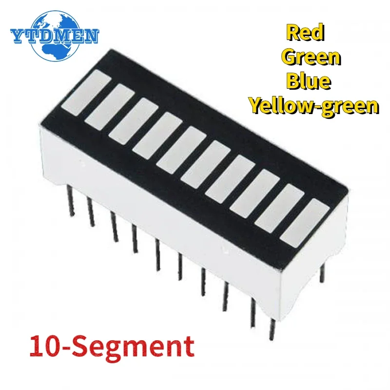 LED Digital Tube Display 5/10pcs 10-segment Light Bar LED Display Module Bar Graph Ultra Bright Red/Green/Blue/yellow-green LED Digital Tube for Arduino