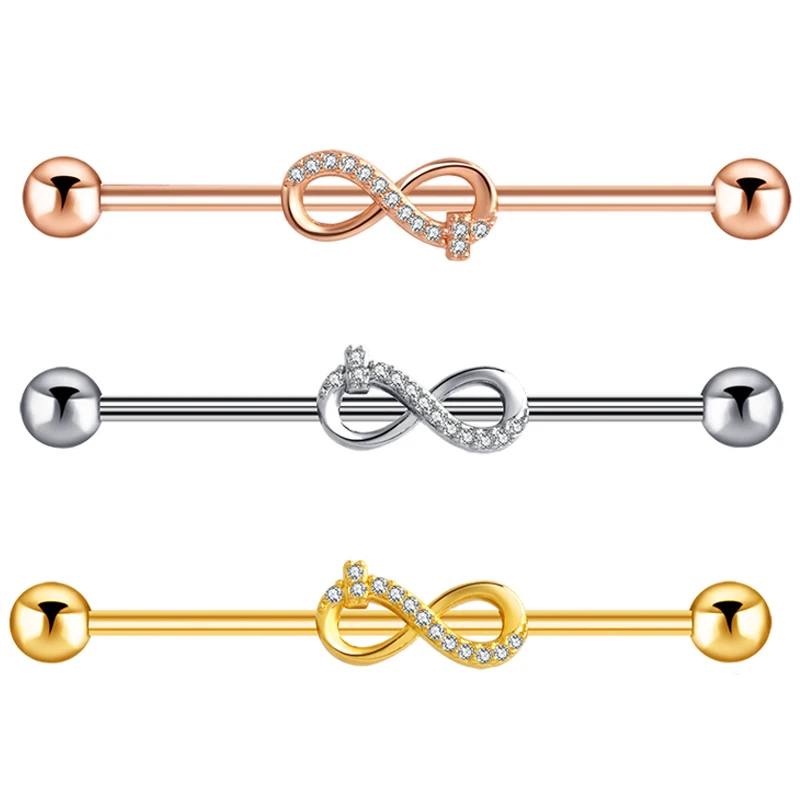 

JUNLOWPY промышленный серьги для Для женщин мужчин Нержавеющая сталь Промышленные штангой промышленно производимые ювелирные изделия для пирсинга промышленный Бар 14g 38 м