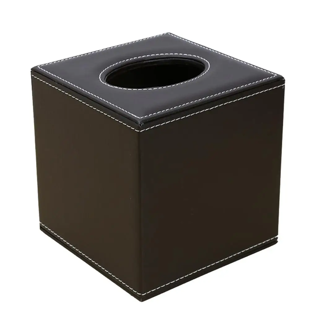 PU Leather Square Facial Tissue Box Cover Elegant Countertop Tissue Container Paper Napkin Holder for Home Living Room 6
