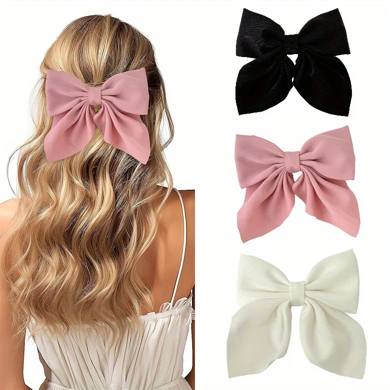 2/3/4/5 Stück Mädchen-Modefarben, kurze Schleifen-Haarspangen, weiche Haarnadeln mit klassischem Schwanz, Vintage-Haarspange aus Metall, Seidenstirnband, E – Detail 3