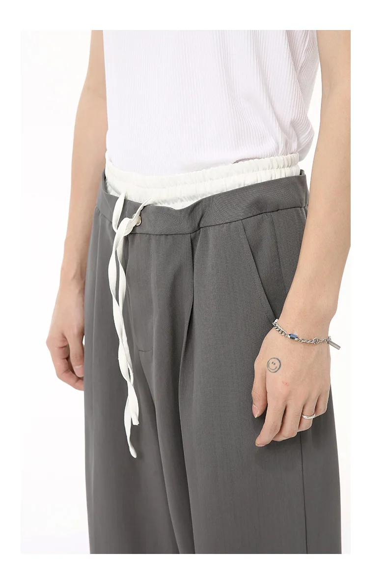 Description Picture 5 of itemIEFB Niche Style Men's Pants Pair Of Trousers Lace-up Straight Suit Bottom Wide Leg Solid Color Menwear Trend 2024 9C6586