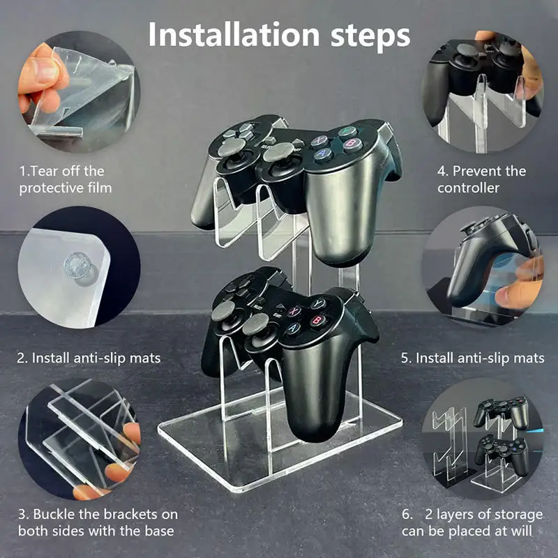 Acrylic Controller Holder Shop Display Gamepad Handle Double Layer Bracket Display Joystick Rack Stand Removable