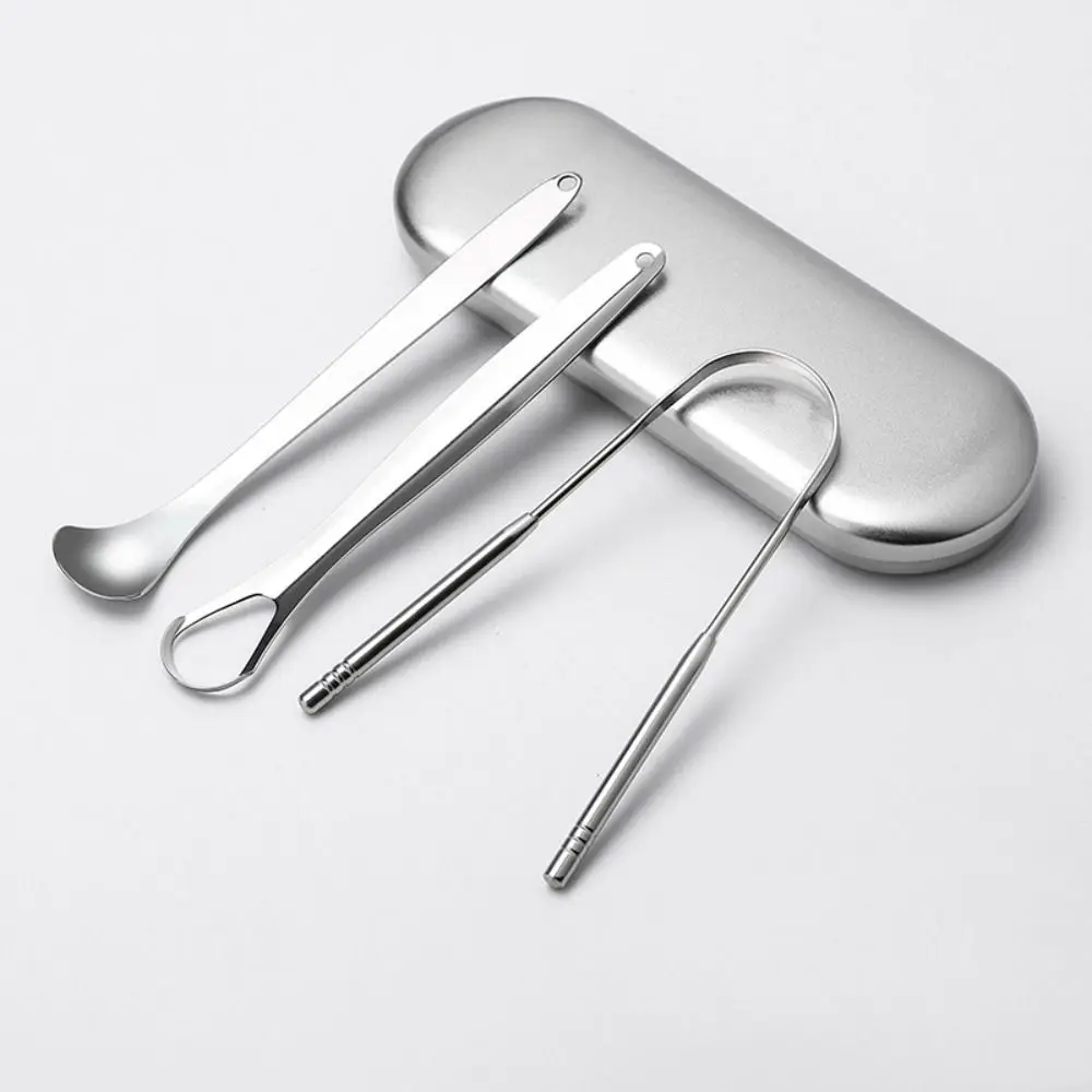 

Brush Bad Breath Remove Fresh Breath Maker Oral Mouth Brush Stainless Steel Tongue Scraper Tongue Cleaner wirh Travel Case