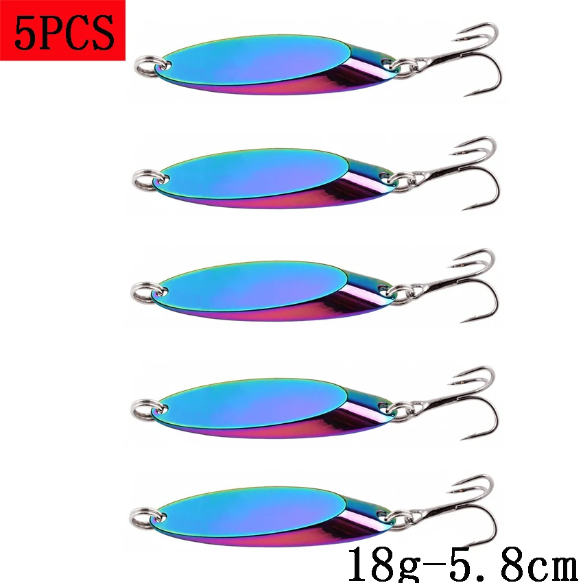 7pcs Hard Metal Wobble Fish Lures Spoon Lure Feather Bait Hook