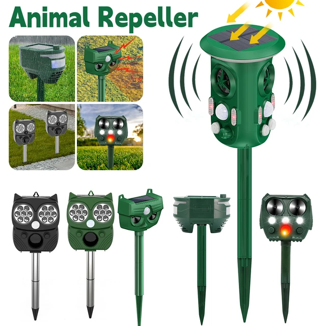 Ultrahangos Napenergiával Működő Állati Visszatelepítő Vízálló Visszataszító Kültéri Kártevő Rágcsáló Gopher Elrettentő Vole Kígyó Üldöző