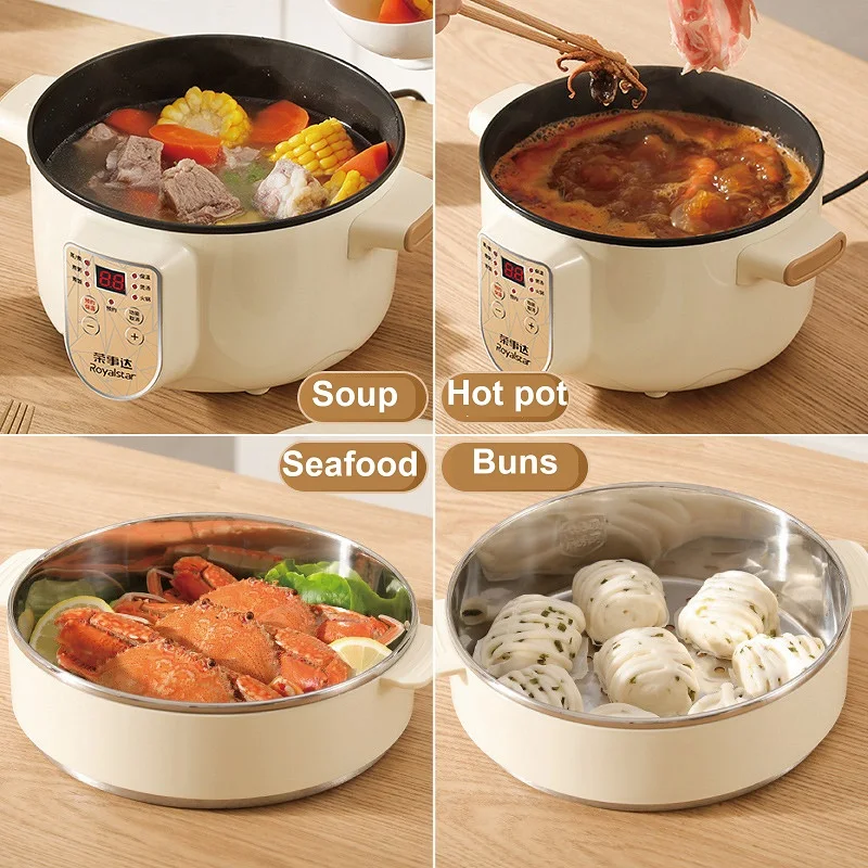 220V Smart Home Electric Wok Appointment Rice Cooker Multifunction Pot Large Capacity Electric Hot Pot Kitchen Appliances 2.5L 3
