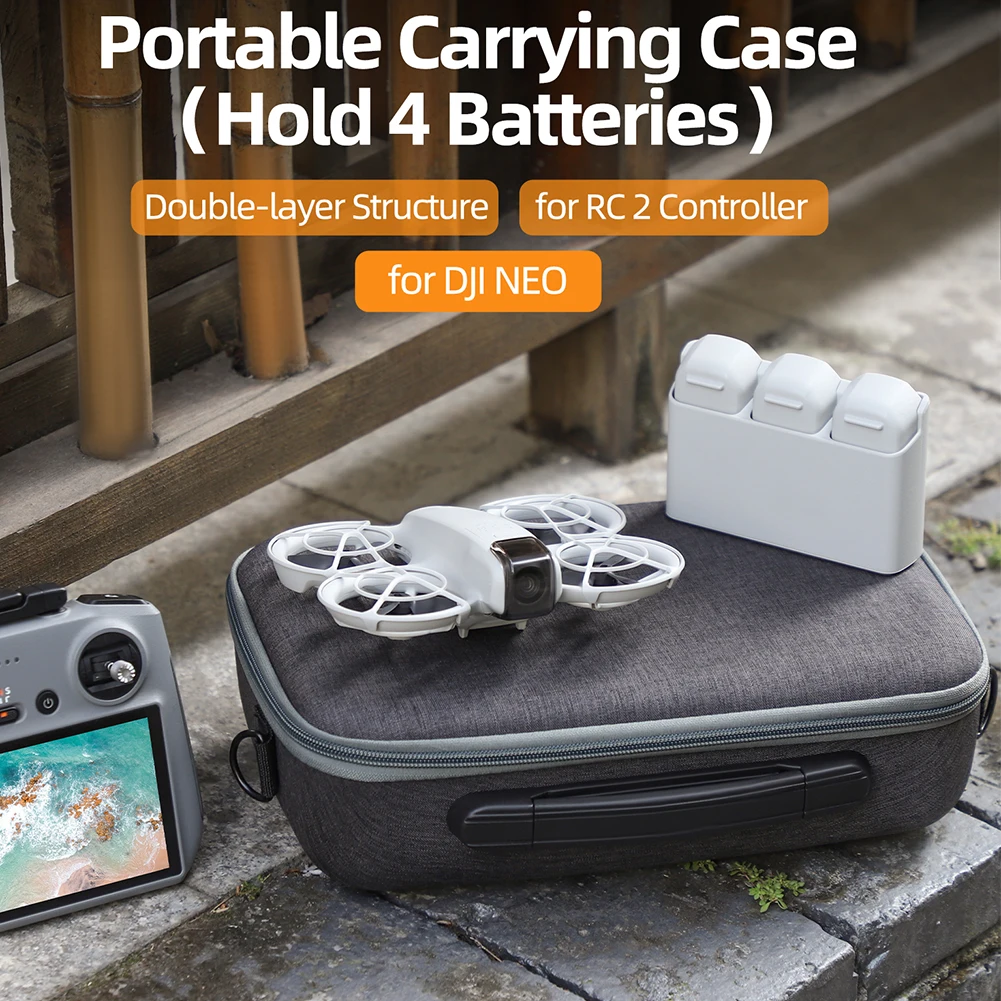 Portable Carrying Case Travel Storage Bag Protective Shoulder Bag for DJI Neo Drone and RC 2 Remote Controller