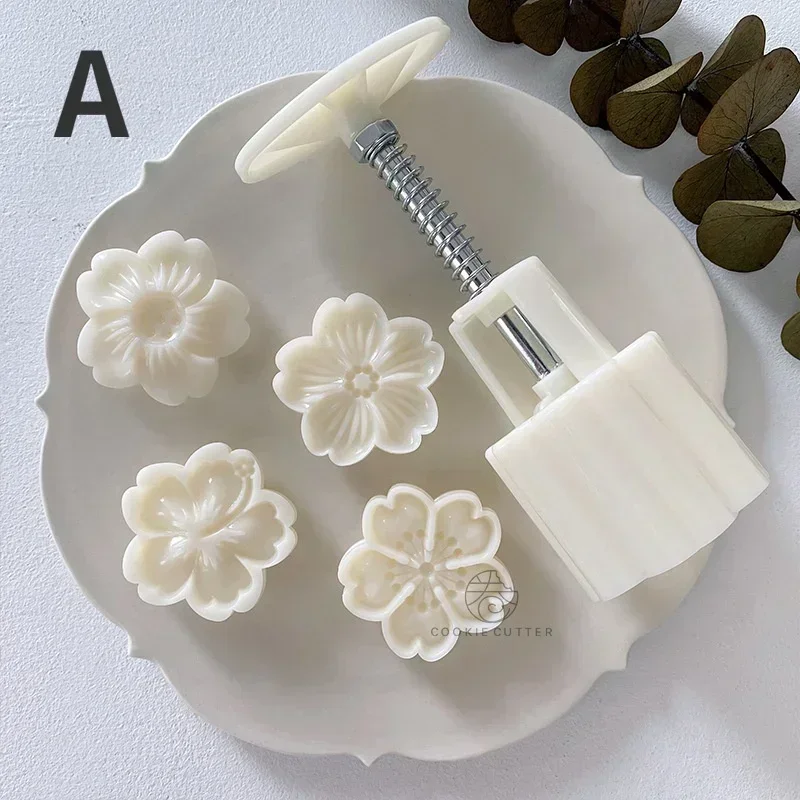 4pcs/set Cherry Blossom Rose Pattern Silicone Mold Cake Chocolate Candy Home Kitchen Cake Molds Handmade DIY Candle Soap Mould