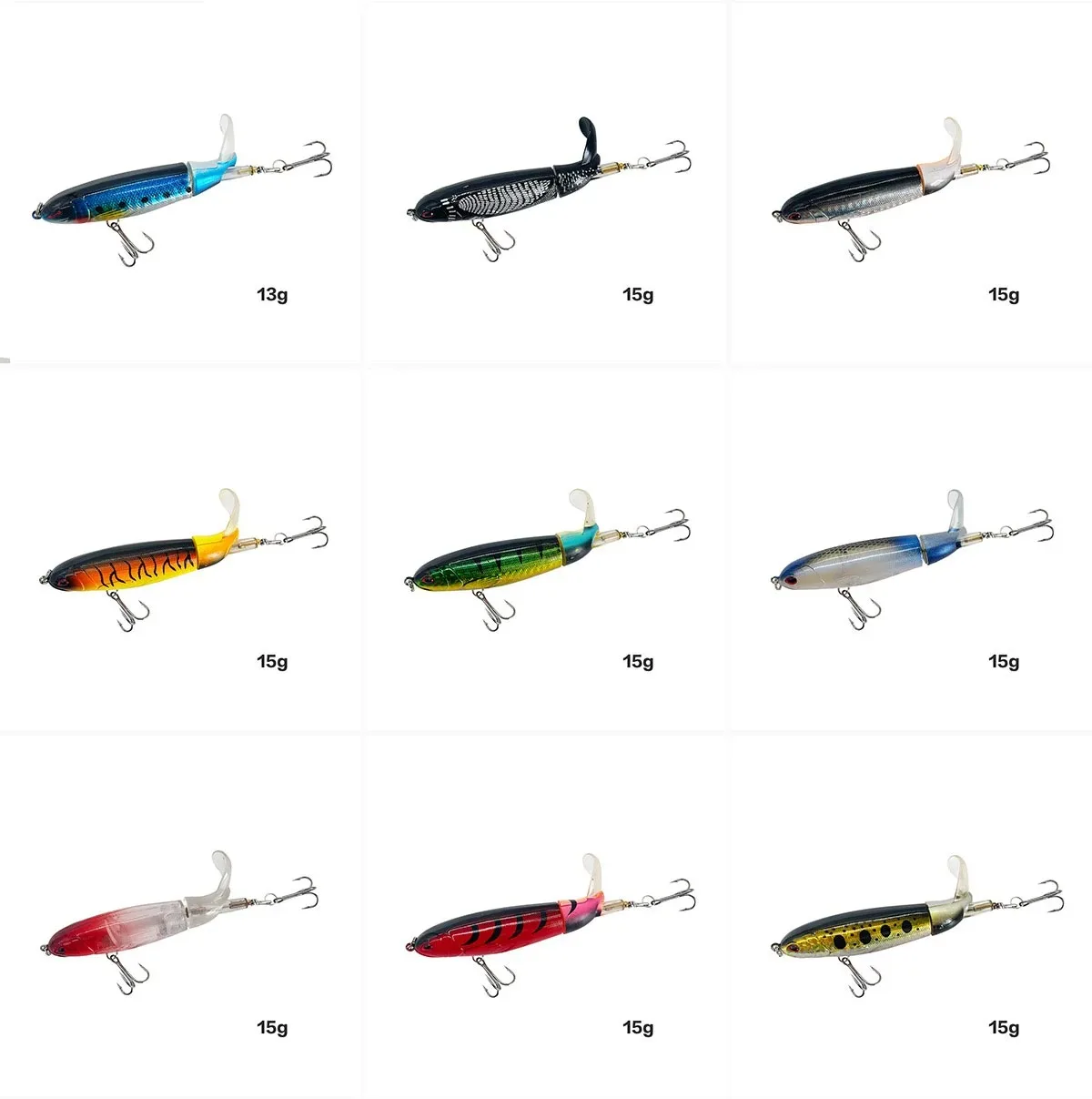 13g/15g/35g  Topwater Fishing Lure Whopper Popper Artificial Bait Hard Plopper Soft Rotating Tail Fishing Tackle Fishing Bait